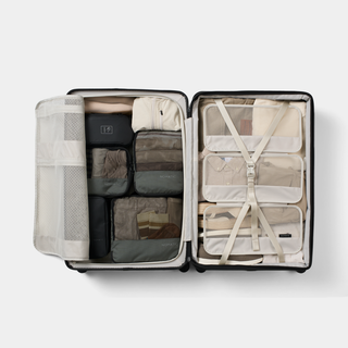 Inside view of the Method Luggage Check-In with packing cubes 
#color_moss