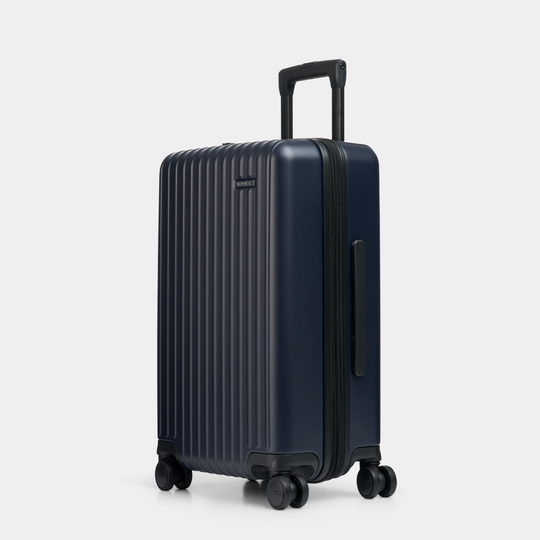 Side angle view of the Method Luggage Carry-On color navy
#color_navy